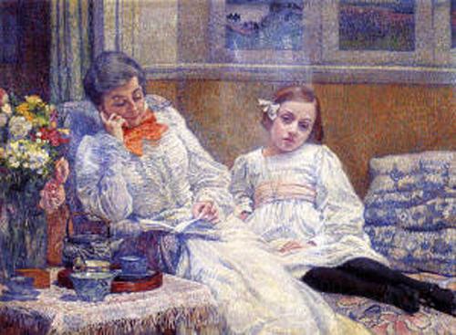 Theo Van Rysselberghe Portrait of Madame van Rysselberghe and daughter